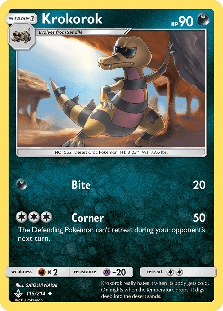 Krokorok (115/214) [Sun & Moon: Unbroken Bonds] Pokemon Single Pokémon  | Multizone: Comics And Games
