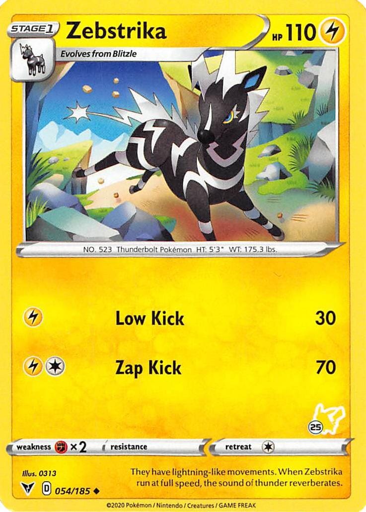 Zebstrika (054/185) (Pikachu Stamp #25) [Battle Academy 2022] Pokemon Single Pokémon  | Multizone: Comics And Games