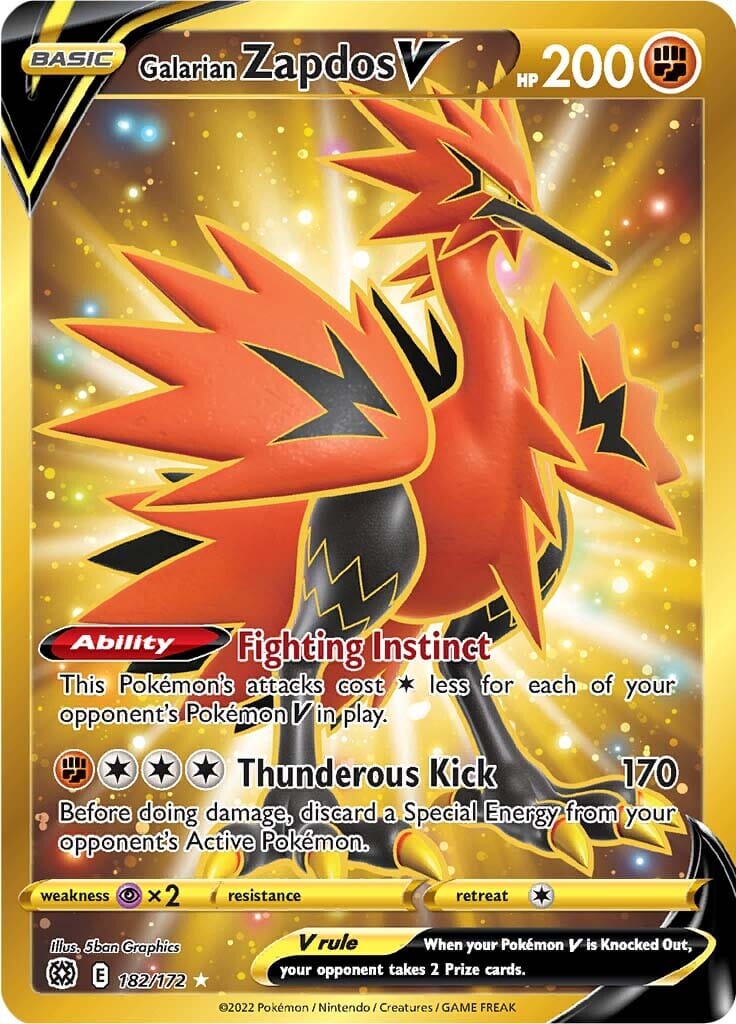 Galarian Zapdos V (182/172) [Sword & Shield: Brilliant Stars] Pokemon Single Pokémon  | Multizone: Comics And Games