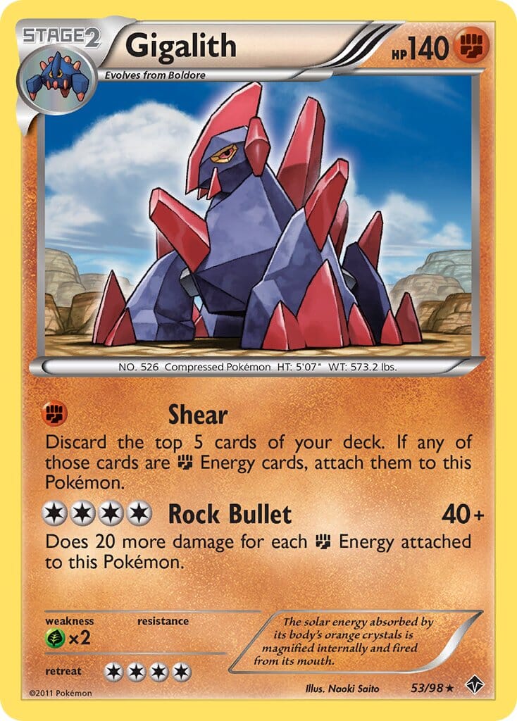 Gigalith (53/98) (Cracked Ice Holo) (Blister Exclusive) [Black & White: Emerging Powers] Pokemon Single Pokémon  | Multizone: Comics And Games
