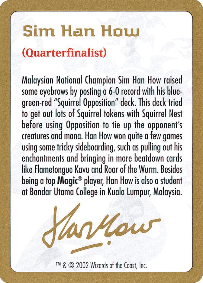 Sim Han How Bio [World Championship Decks 2002] MTG Single Magic: The Gathering  | Multizone: Comics And Games