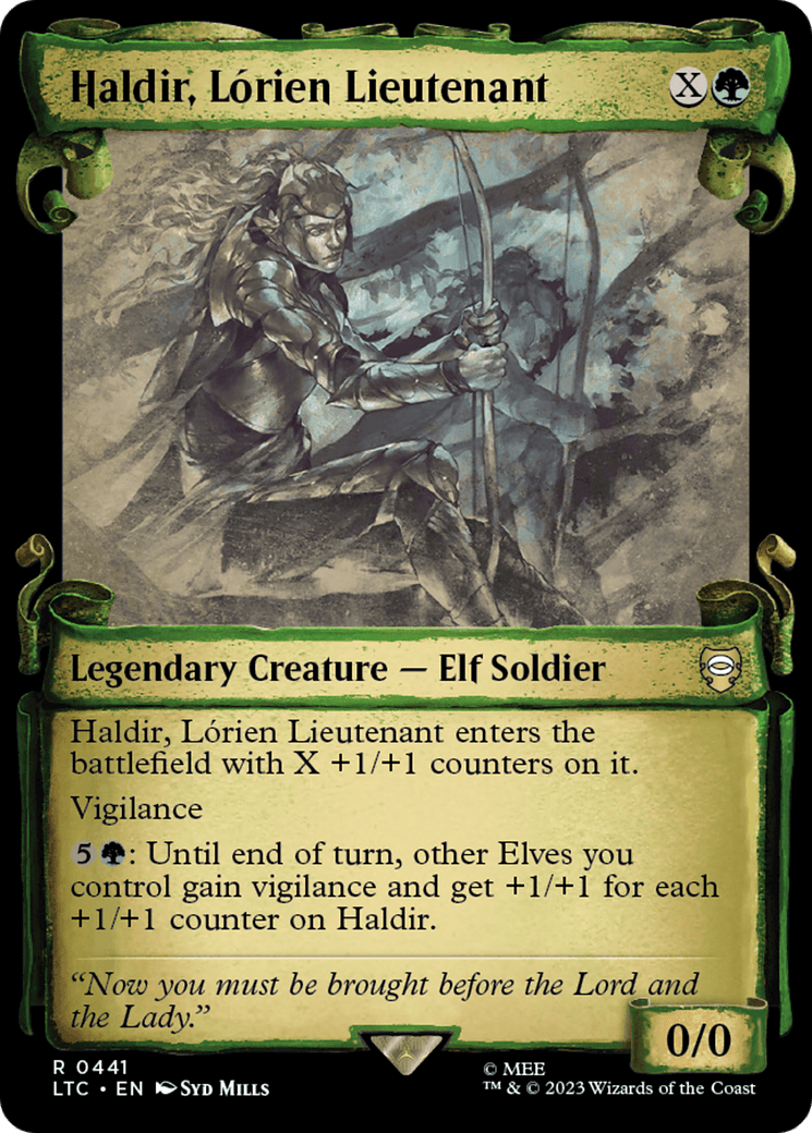 Haldir, Lorien Lieutenant [The Lord of the Rings: Tales of Middle-Earth Commander Showcase Scrolls] MTG Single Magic: The Gathering  | Multizone: Comics And Games