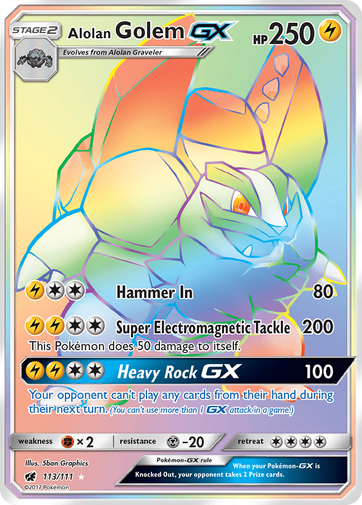 Alolan Golem GX (113/111) [Sun & Moon: Crimson Invasion] Pokemon Single Pokémon  | Multizone: Comics And Games