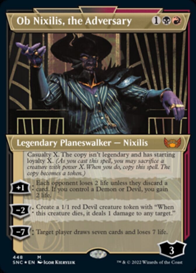 Ob Nixilis, the Adversary (Showcase Art Deco Foil Etched) [Streets of New Capenna] MTG Single Magic: The Gathering  | Multizone: Comics And Games