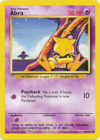 Abra (43/102) [Base Set Unlimited] Pokemon Single Pokémon  | Multizone: Comics And Games