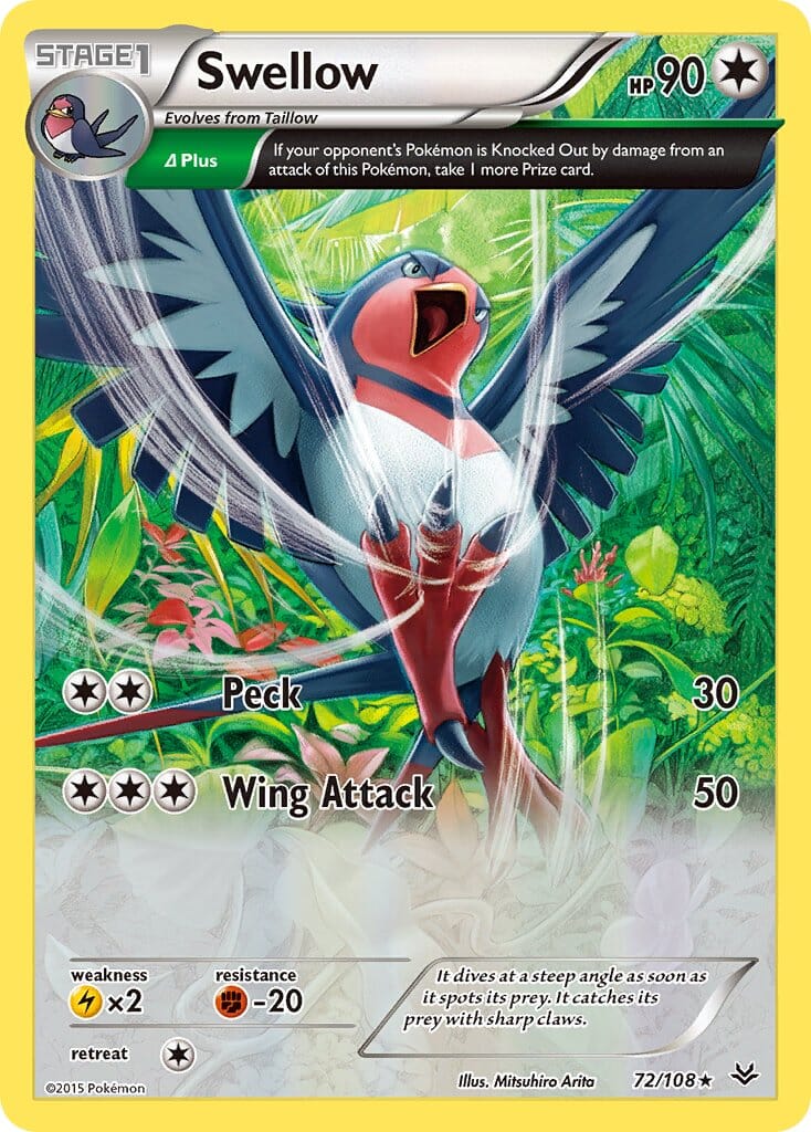 Swellow (72/108) (Theme Deck Exclusive) [XY: Roaring Skies] Pokemon Single Pokémon  | Multizone: Comics And Games