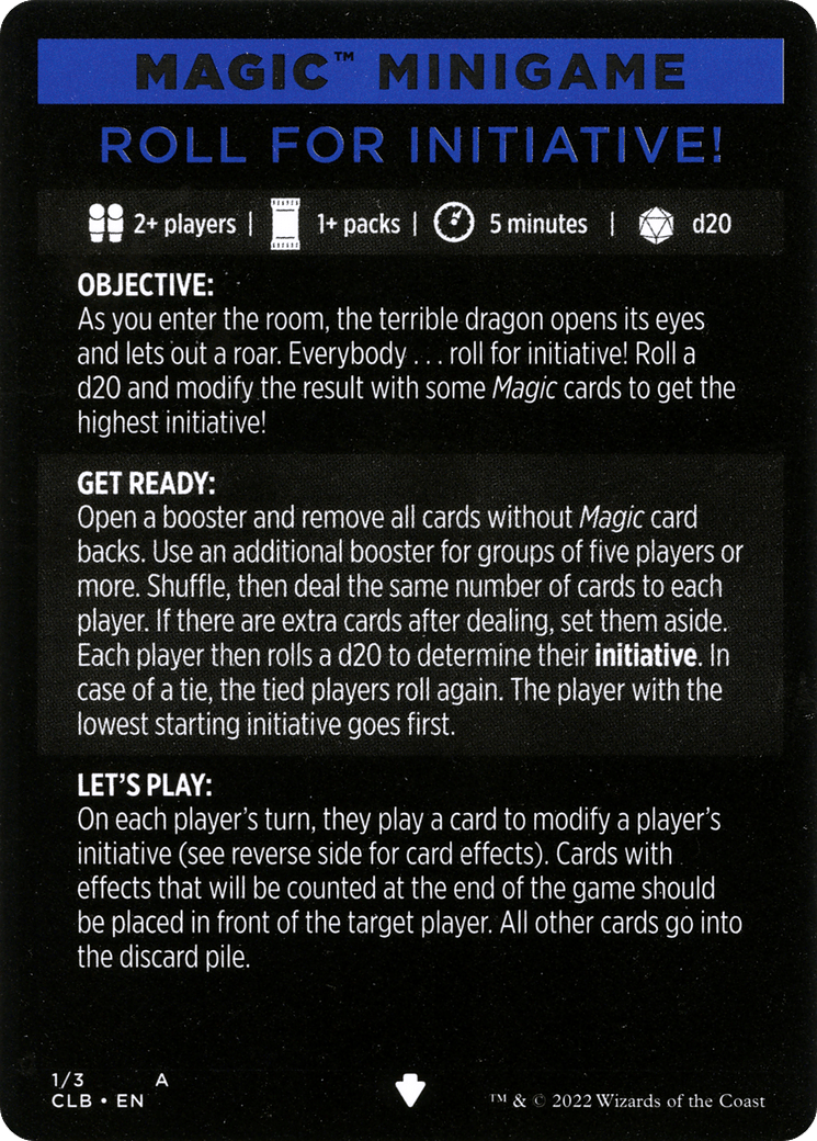 Roll for Initiative! (Magic Minigame) [Commander Legends: Battle for Baldur's Gate Minigame] MTG Single Magic: The Gathering  | Multizone: Comics And Games