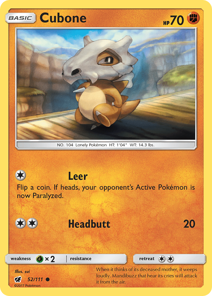 Cubone (52/111) [Sun & Moon: Crimson Invasion] Pokemon Single Pokémon  | Multizone: Comics And Games