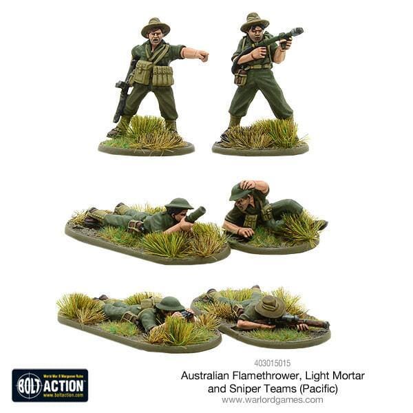 AustralianFlamethrower, light mortar and sniper Teams (pacific) Bolt Action Warlord Games  | Multizone: Comics And Games