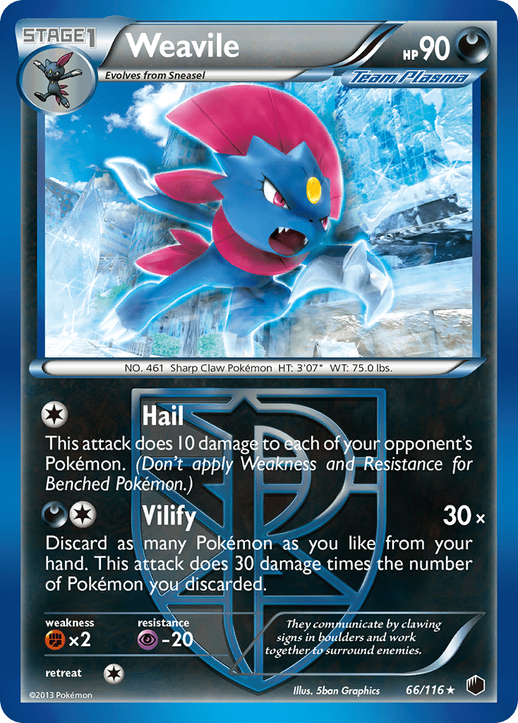 Weavile (66/116) [Black & White: Plasma Freeze] Pokemon Single Pokémon  | Multizone: Comics And Games