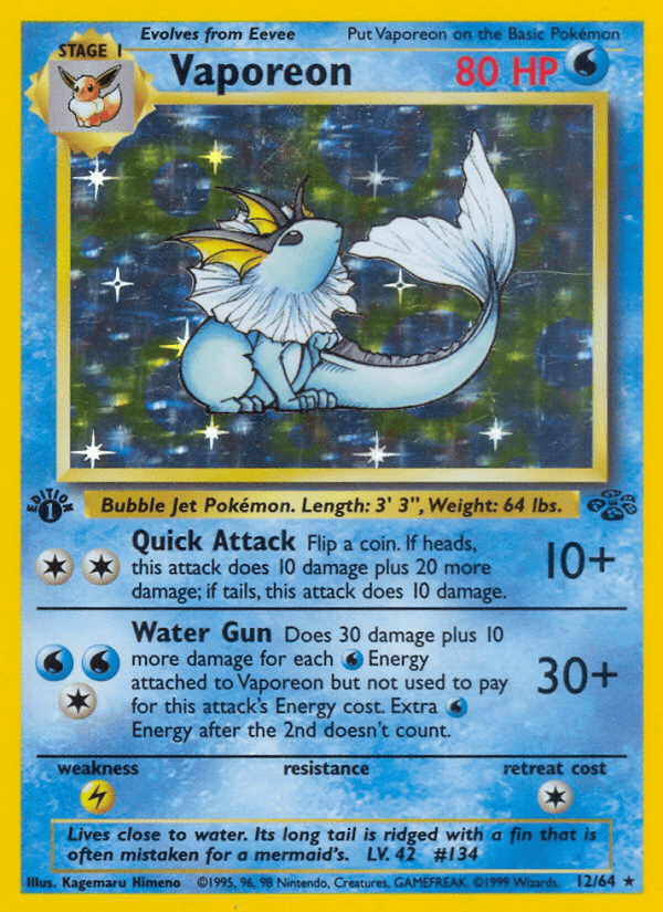 Vaporeon (12/64) [Jungle 1st Edition] Pokemon Single Pokémon  | Multizone: Comics And Games