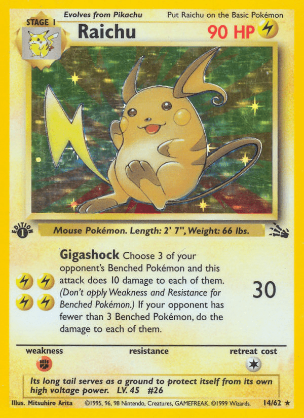 Raichu (14/62) [Fossil 1st Edition] Pokemon Single Pokémon  | Multizone: Comics And Games
