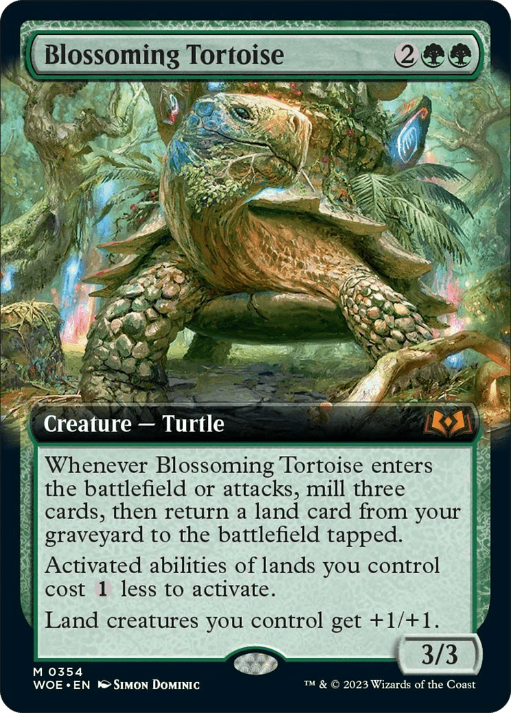 Blossoming Tortoise (Extended Art) [Wilds of Eldraine] MTG Single Magic: The Gathering  | Multizone: Comics And Games