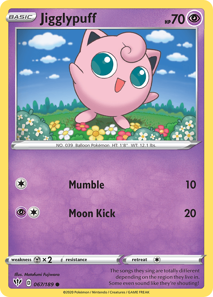Jigglypuff (067/189) [Sword & Shield: Darkness Ablaze] Pokemon Single Pokémon  | Multizone: Comics And Games