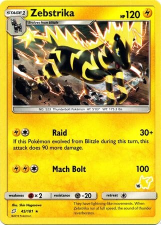 Zebstrika (45/181) (Pikachu Stamp #16) [Battle Academy 2020] Pokemon Single Pokémon  | Multizone: Comics And Games