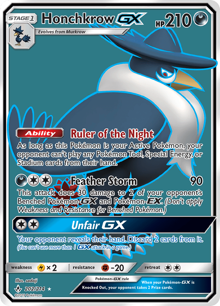 Honchkrow GX (202/214) [Sun & Moon: Unbroken Bonds] Pokemon Single Pokémon  | Multizone: Comics And Games