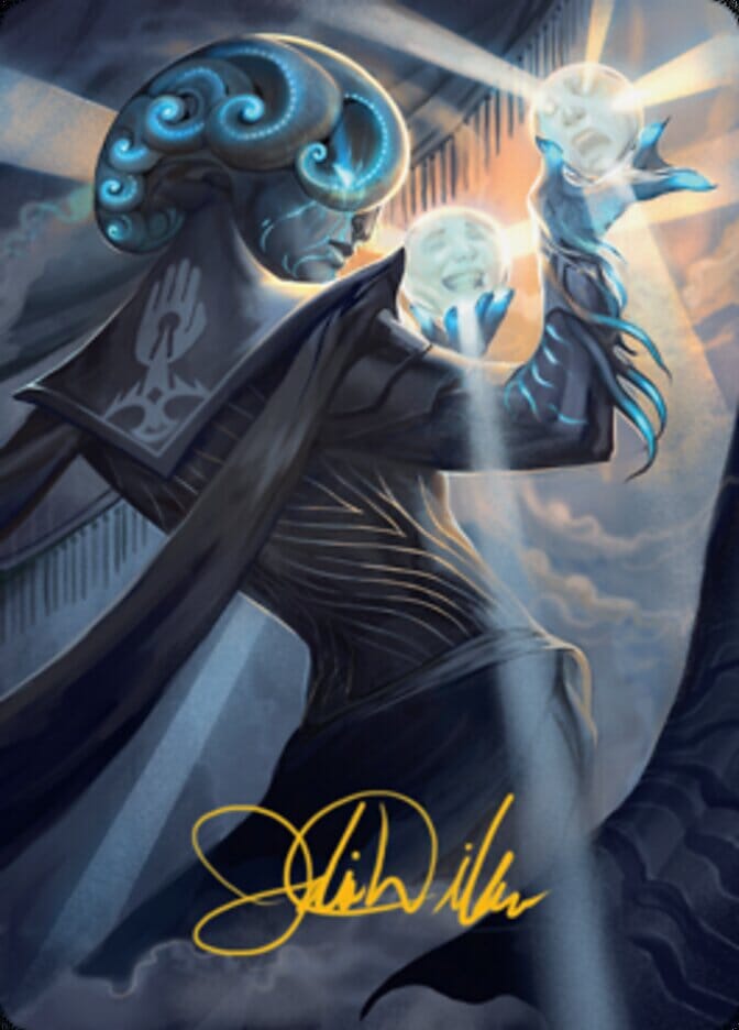 Queza, Augur of Agonies Art Card (Gold-Stamped Signature) [Streets of New Capenna Art Series] MTG Single Magic: The Gathering  | Multizone: Comics And Games