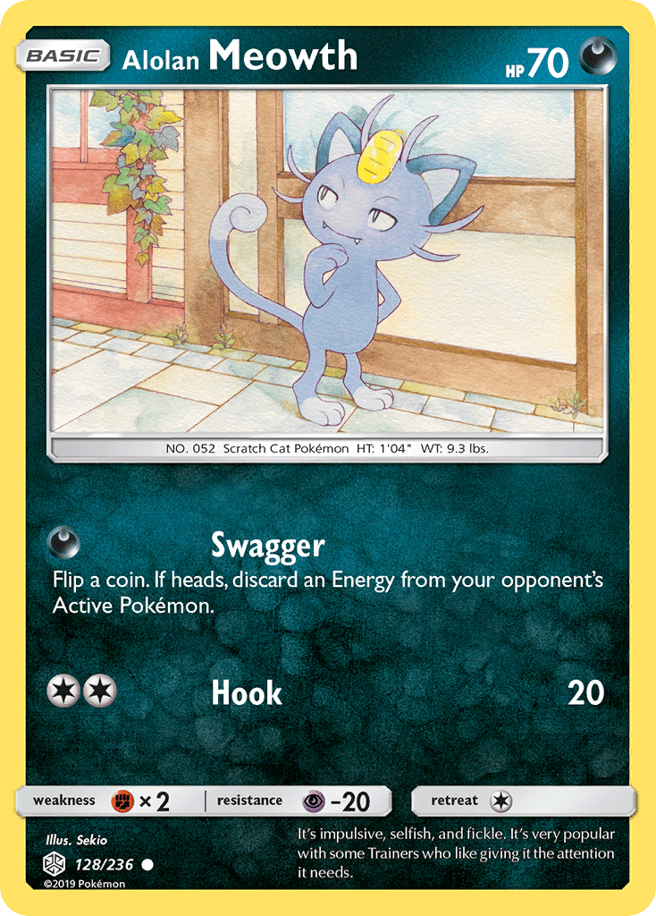 Alolan Meowth (128/236) [Sun & Moon: Cosmic Eclipse] Pokemon Single Pokémon  | Multizone: Comics And Games