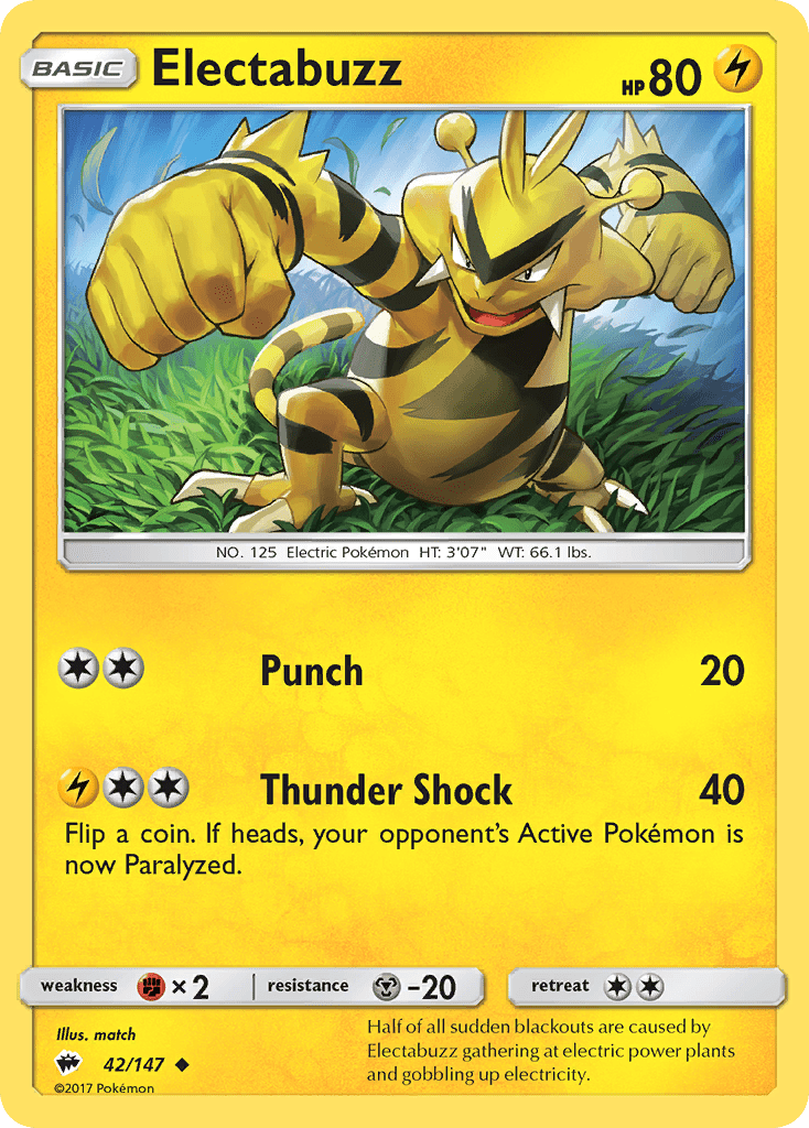 Electabuzz (42/147) [Sun & Moon: Burning Shadows] Pokemon Single Pokémon  | Multizone: Comics And Games