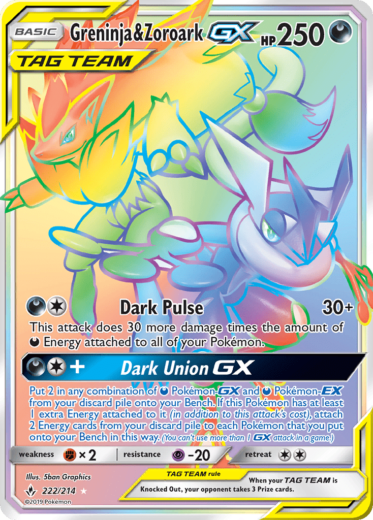Greninja & Zoroark GX (222/214) [Sun & Moon: Unbroken Bonds] Pokemon Single Pokémon  | Multizone: Comics And Games