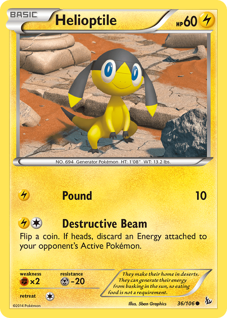 Helioptile (36/106) [XY: Flashfire] Pokemon Single Pokémon  | Multizone: Comics And Games