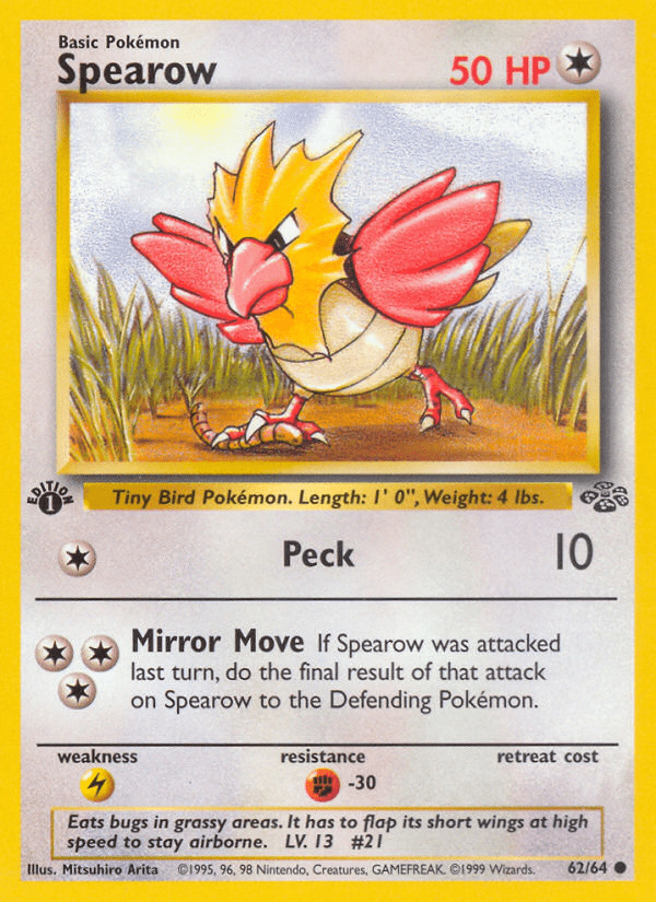 Spearow (62/64) [Jungle 1st Edition] Pokemon Single Pokémon  | Multizone: Comics And Games
