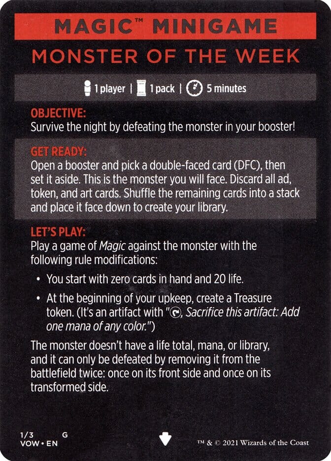 Monster of The Week (Magic Minigame) [Innistrad: Crimson Vow Minigame] MTG Single Magic: The Gathering  | Multizone: Comics And Games