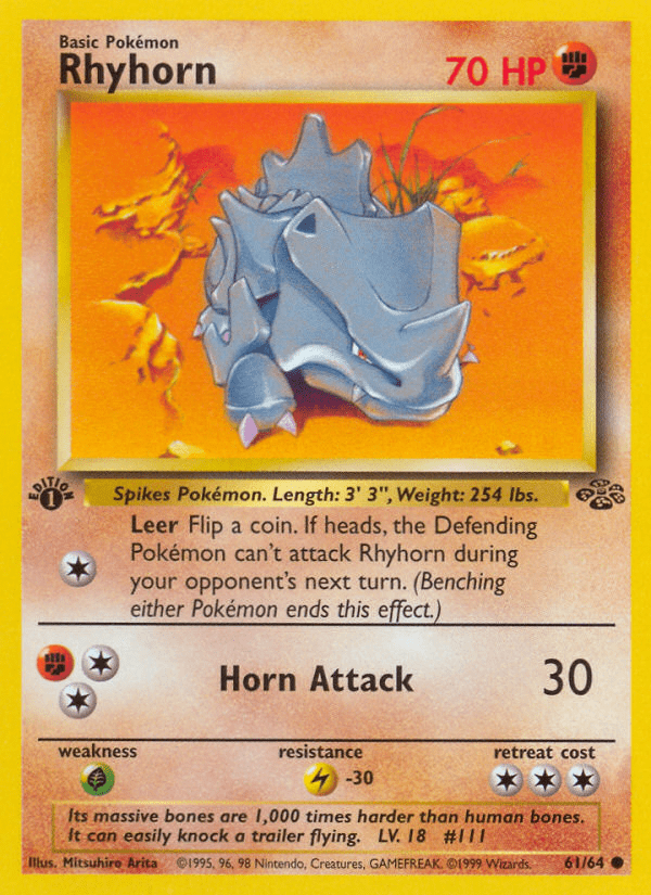 Rhyhorn (61/64) [Jungle 1st Edition] Pokemon Single Pokémon  | Multizone: Comics And Games