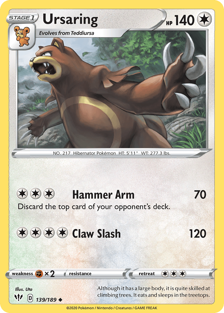 Ursaring (139/189) [Sword & Shield: Darkness Ablaze] Pokemon Single Pokémon  | Multizone: Comics And Games