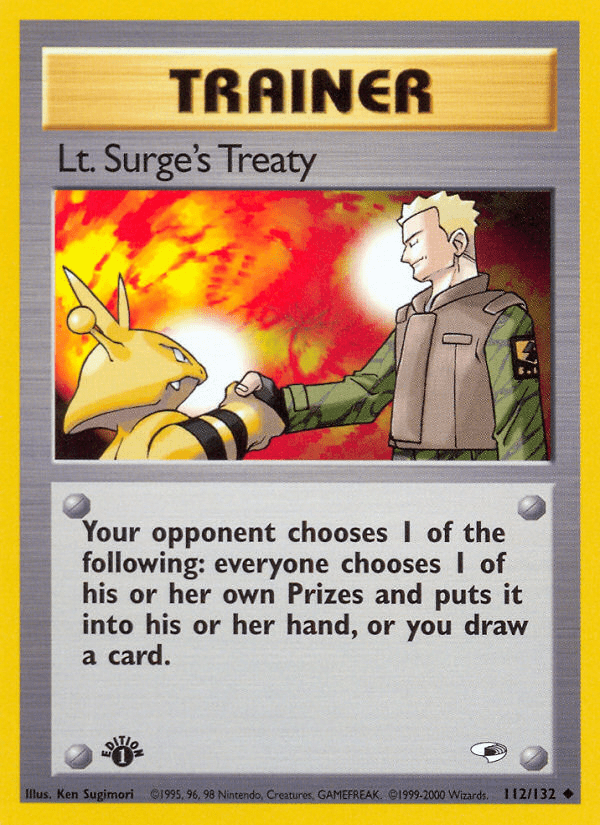 Lt. Surge's Treaty (112/132) [Gym Heroes 1st Edition] Pokemon Single Pokémon  | Multizone: Comics And Games
