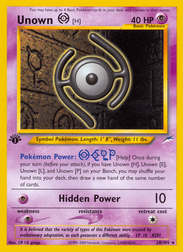 Unown [H] (28/105) [Neo Destiny 1st Edition] Pokemon Single Pokémon  | Multizone: Comics And Games