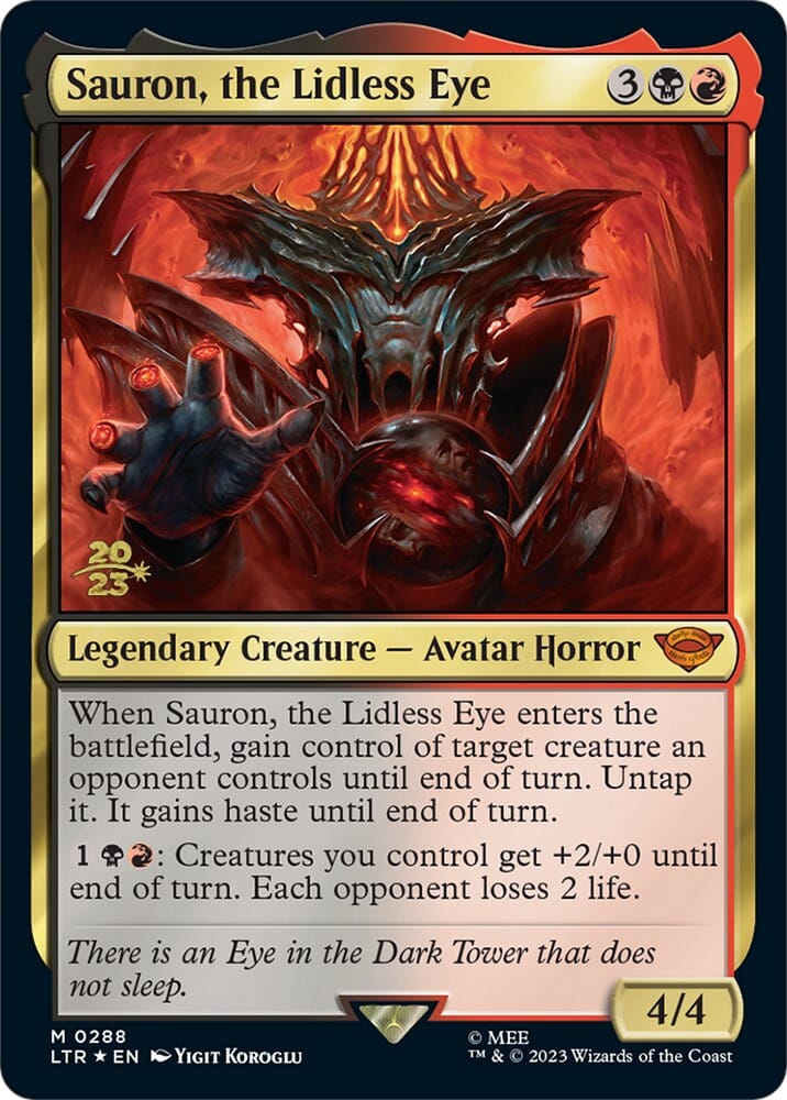 Sauron, the Lidless Eye [The Lord of the Rings: Tales of Middle-Earth Prerelease Promos] MTG Single Magic: The Gathering  | Multizone: Comics And Games