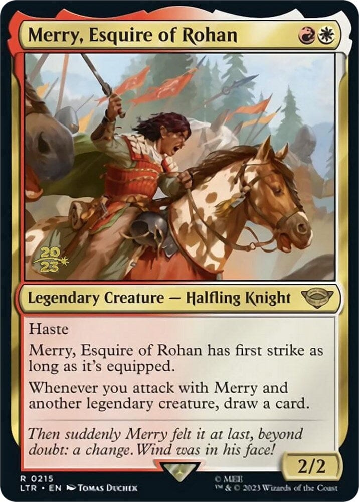 Merry, Esquire of Rohan [The Lord of the Rings: Tales of Middle-Earth Prerelease Promos] MTG Single Magic: The Gathering  | Multizone: Comics And Games