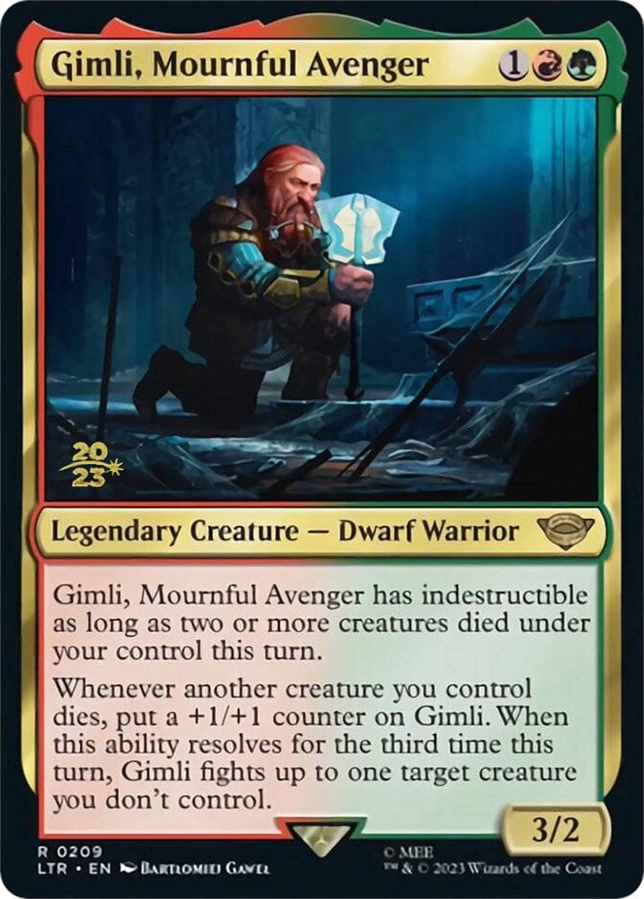 Gimli, Mournful Avenger [The Lord of the Rings: Tales of Middle-Earth Prerelease Promos] MTG Single Magic: The Gathering  | Multizone: Comics And Games