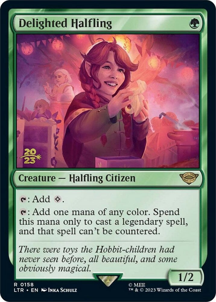 Delighted Halfling [The Lord of the Rings: Tales of Middle-Earth Prerelease Promos] MTG Single Magic: The Gathering  | Multizone: Comics And Games