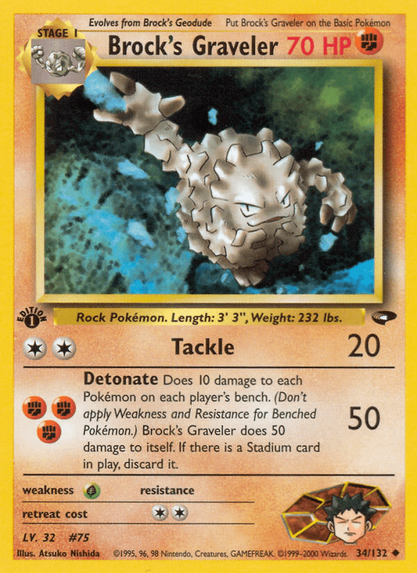 Brock's Graveler (34/132) [Gym Challenge 1st Edition] Pokemon Single Pokémon  | Multizone: Comics And Games
