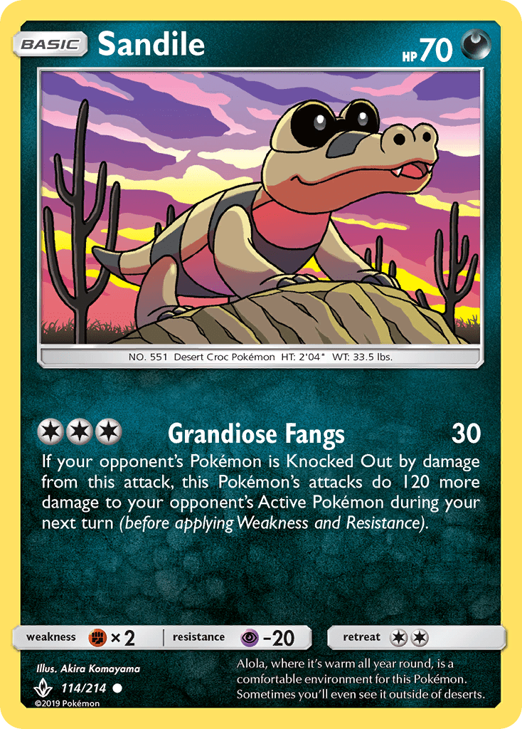 Sandile (114/214) [Sun & Moon: Unbroken Bonds] Pokemon Single Pokémon  | Multizone: Comics And Games