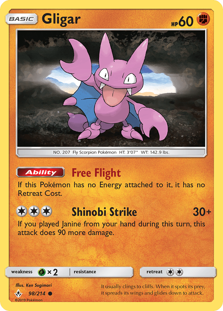 Gligar (98/214) [Sun & Moon: Unbroken Bonds] Pokemon Single Pokémon  | Multizone: Comics And Games