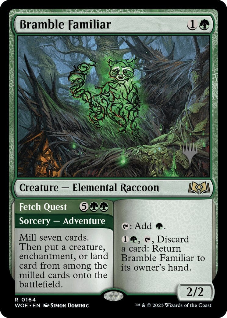 Bramble Familiar // Fetch Quest (Promo Pack) [Wilds of Eldraine Promos] MTG Single Magic: The Gathering  | Multizone: Comics And Games