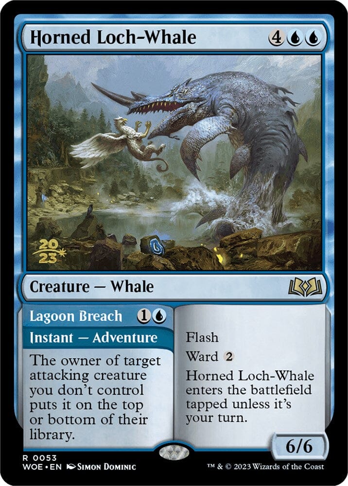 Horned Loch-Whale // Lagoon Breach [Wilds of Eldraine Prerelease Promos] MTG Single Magic: The Gathering  | Multizone: Comics And Games