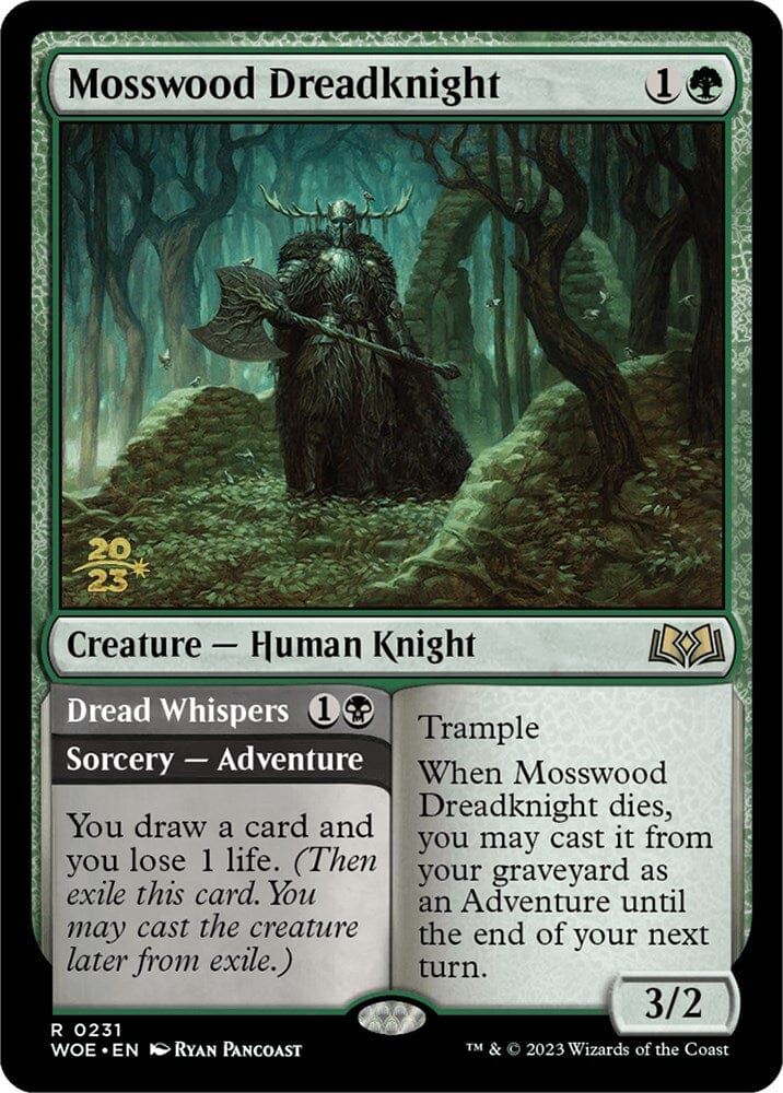 Mosswood Dreadknight // Dread Whispers [Wilds of Eldraine Prerelease Promos] MTG Single Magic: The Gathering  | Multizone: Comics And Games