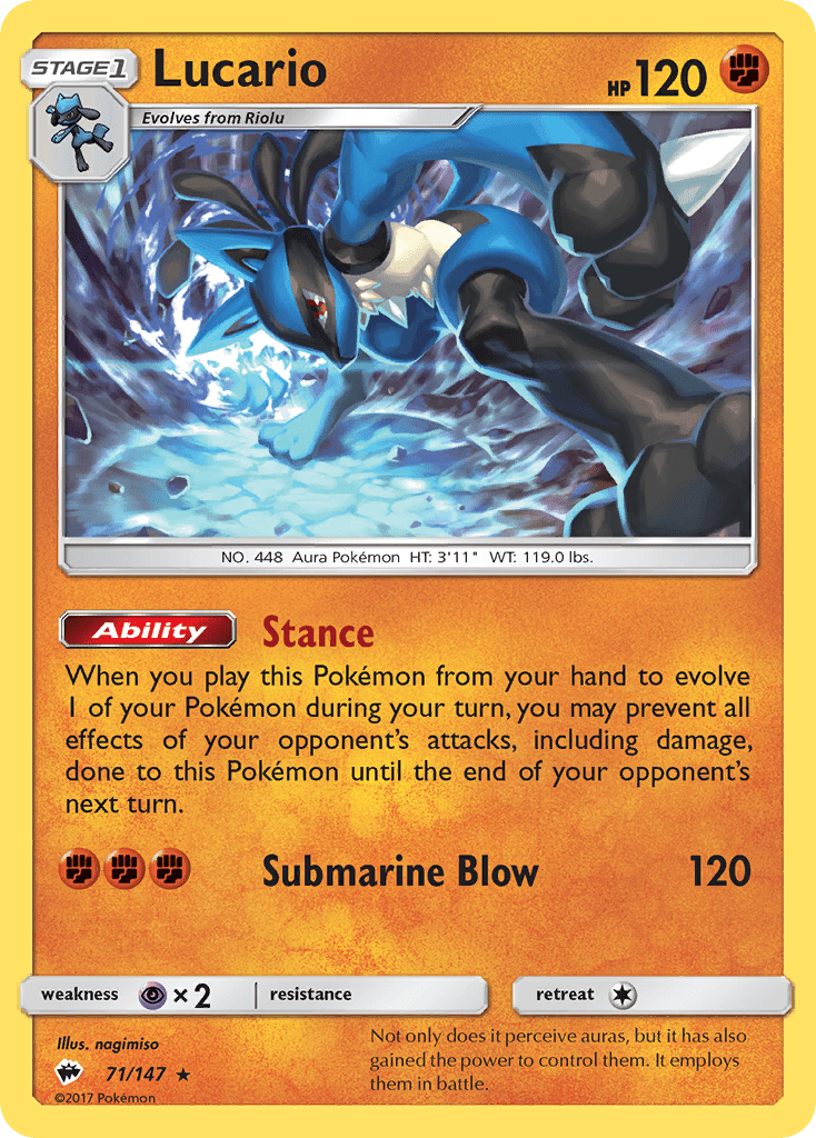 Lucario (71/147) [Sun & Moon: Burning Shadows] Pokemon Single Pokémon  | Multizone: Comics And Games