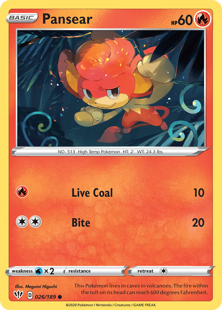 Pansear (026/189) [Sword & Shield: Darkness Ablaze] Pokemon Single Pokémon  | Multizone: Comics And Games