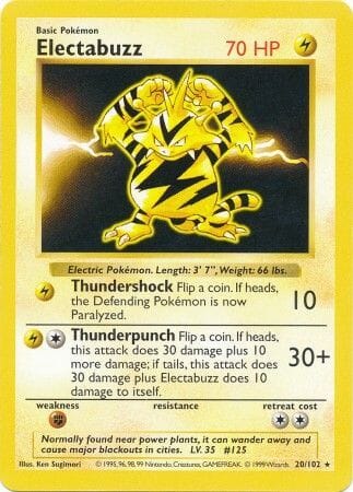 Electabuzz (20/102) [Base Set Shadowless Unlimited] Pokemon Single Pokémon  | Multizone: Comics And Games