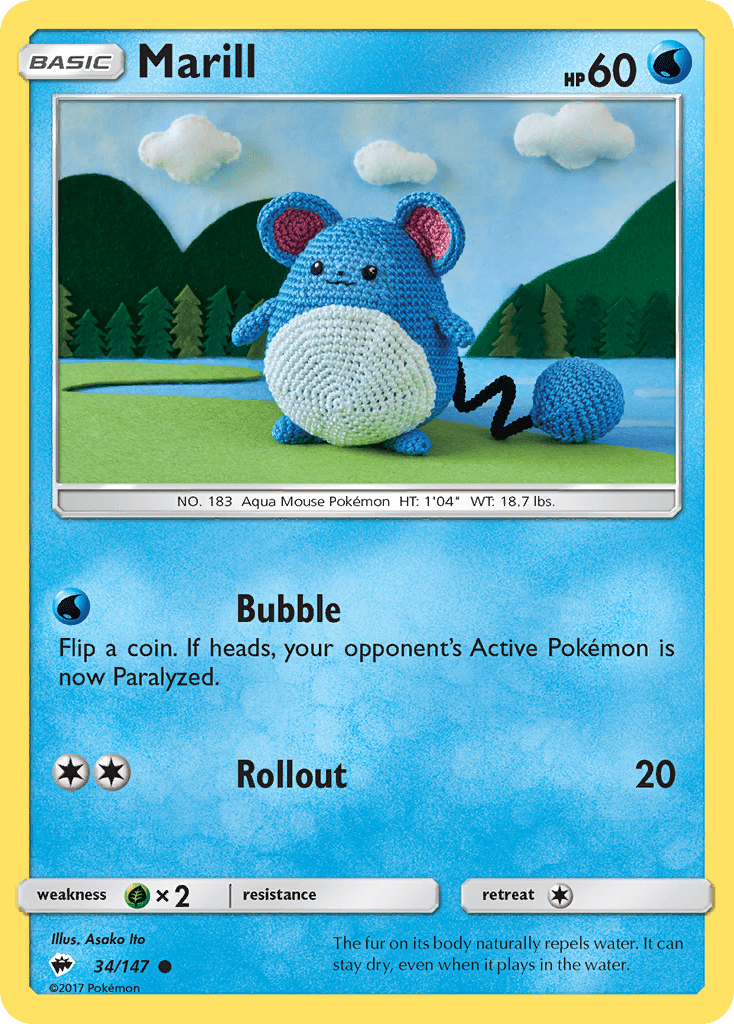 Marill (34/147) [Sun & Moon: Burning Shadows] Pokemon Single Pokémon  | Multizone: Comics And Games