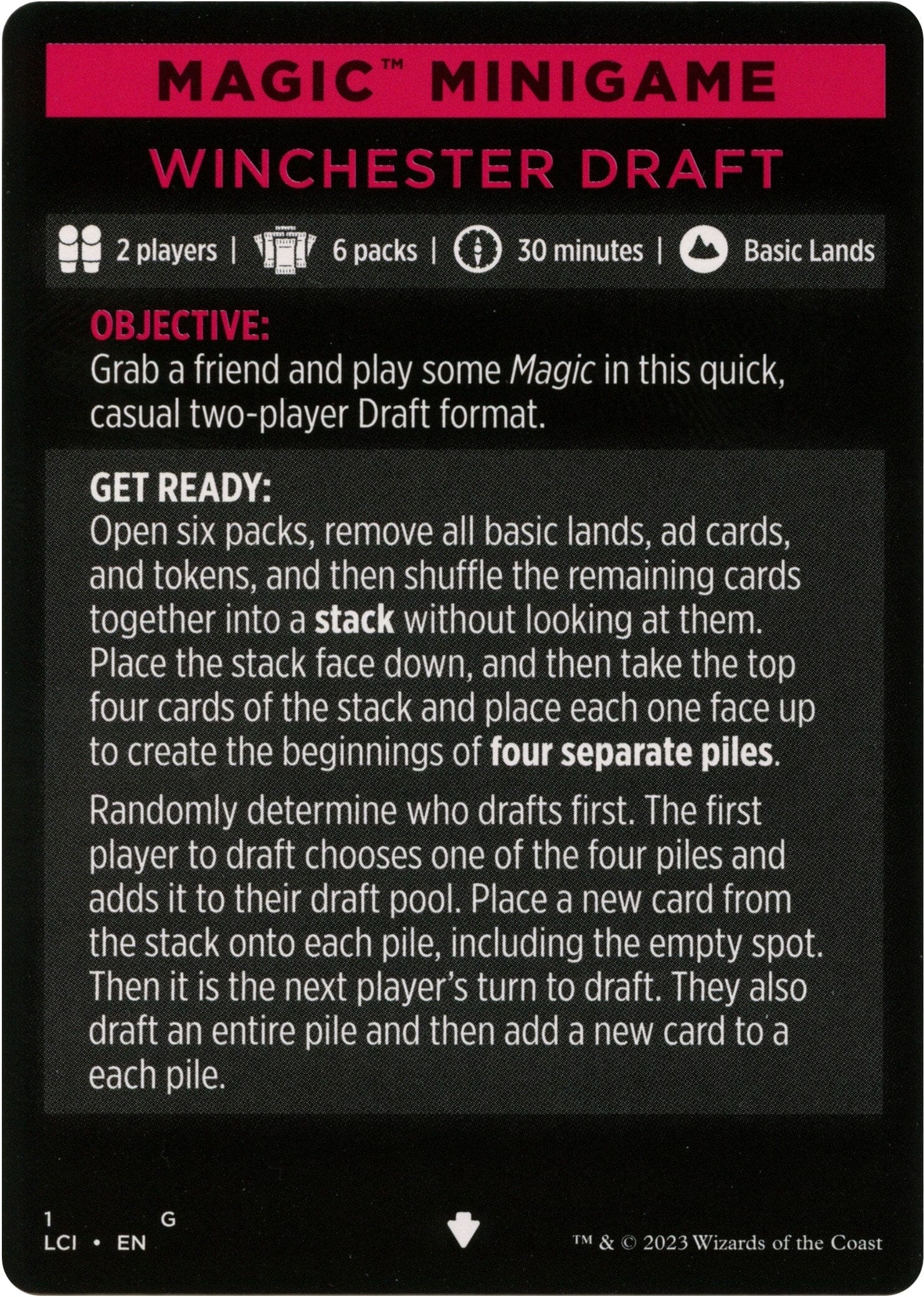 Winchester Draft (Magic Minigame) [The Lost Caverns of Ixalan Minigame] MTG Single Magic: The Gathering  | Multizone: Comics And Games