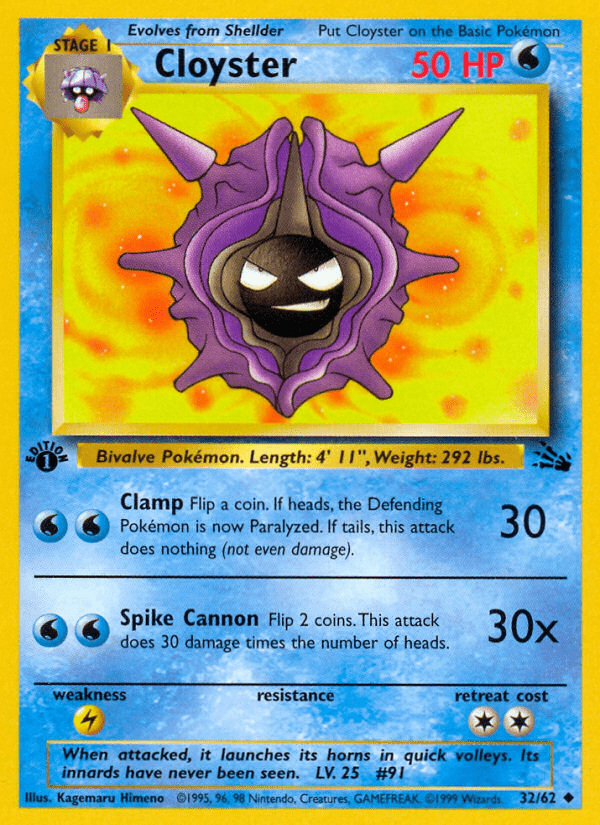 Cloyster (32/62) [Fossil 1st Edition] Pokemon Single Pokémon  | Multizone: Comics And Games