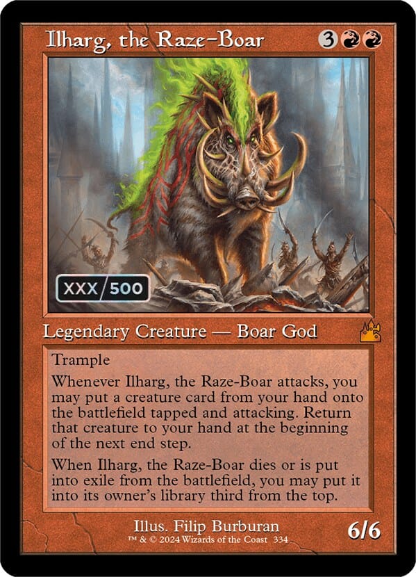 Ilharg, the Raze-Boar (Retro) (Serialized) [Ravnica Remastered] MTG Single Magic: The Gathering  | Multizone: Comics And Games