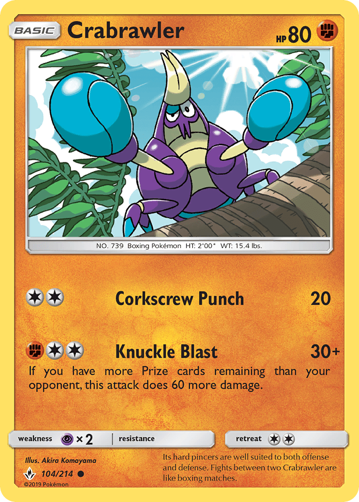 Crabrawler (104/214) [Sun & Moon: Unbroken Bonds] Pokemon Single Pokémon  | Multizone: Comics And Games