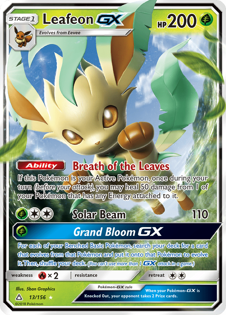 Leafeon GX (13/156) [Sun & Moon: Ultra Prism] Pokemon Single Pokémon  | Multizone: Comics And Games